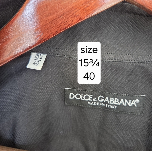 Dolce & Gabbana Men’s Black Dress Shirt 15¾ / 40 Hidden Placket French Cuff - Picture 3 of 10